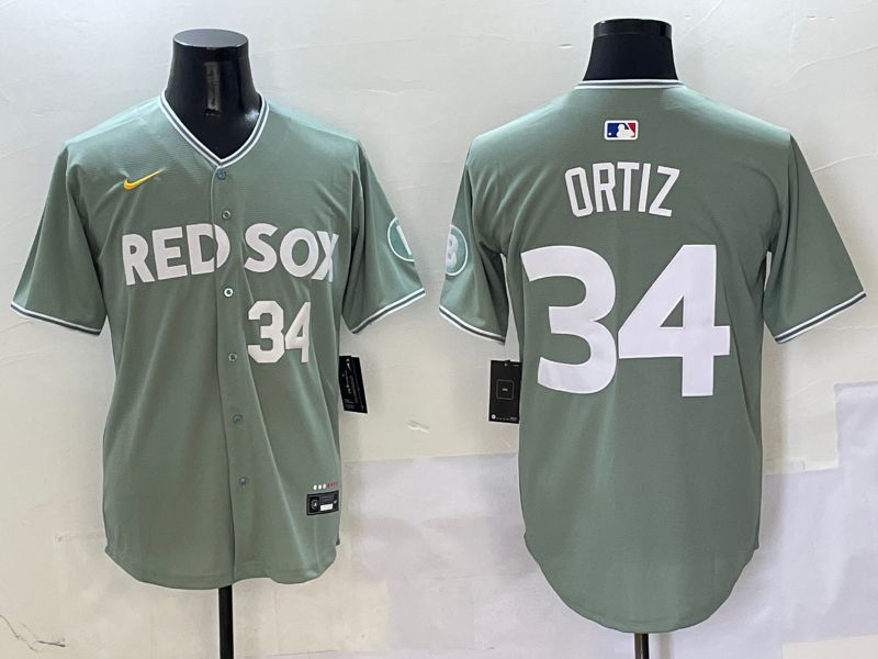 Men Boston Red Sox 34 Ortiz Green Joint Name Game Nike 2025 MLB Jersey style 5